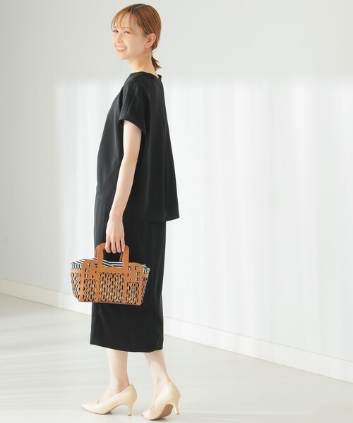 B:MING by BEAMS（ビーミングバイビームス）の「B:MING by BEAMS / フレンチスリーブ ブラウス & スカート セットアップ（セットアップ・レディース・ミント/ホワイト×グレー/ブラック・SMALL/MEDIUM）」の4枚目の写真