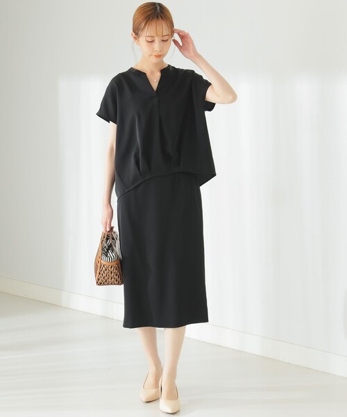 B:MING by BEAMS（ビーミングバイビームス）の「B:MING by BEAMS / フレンチスリーブ ブラウス & スカート セットアップ（セットアップ・レディース・ミント/ホワイト×グレー/ブラック・SMALL/MEDIUM）」の13枚目の写真