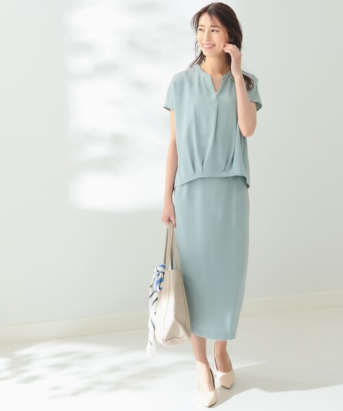 B:MING by BEAMS（ビーミングバイビームス）の「B:MING by BEAMS / フレンチスリーブ ブラウス & スカート セットアップ（セットアップ・レディース・ミント/ホワイト×グレー/ブラック・SMALL/MEDIUM）」の17枚目の写真