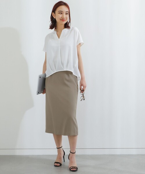 B:MING by BEAMS（ビーミングバイビームス）の「B:MING by BEAMS / フレンチスリーブ ブラウス & スカート セットアップ（セットアップ・レディース・ミント/ホワイト×グレー/ブラック・SMALL/MEDIUM）」の5枚目の写真