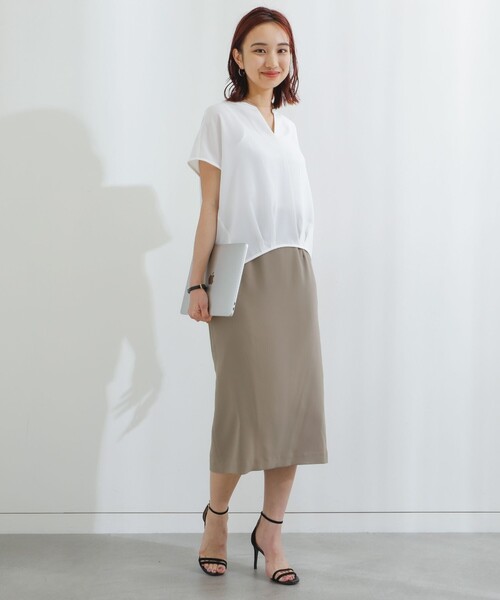 B:MING by BEAMS（ビーミングバイビームス）の「B:MING by BEAMS / フレンチスリーブ ブラウス & スカート セットアップ（セットアップ・レディース・ミント/ホワイト×グレー/ブラック・SMALL/MEDIUM）」の11枚目の写真