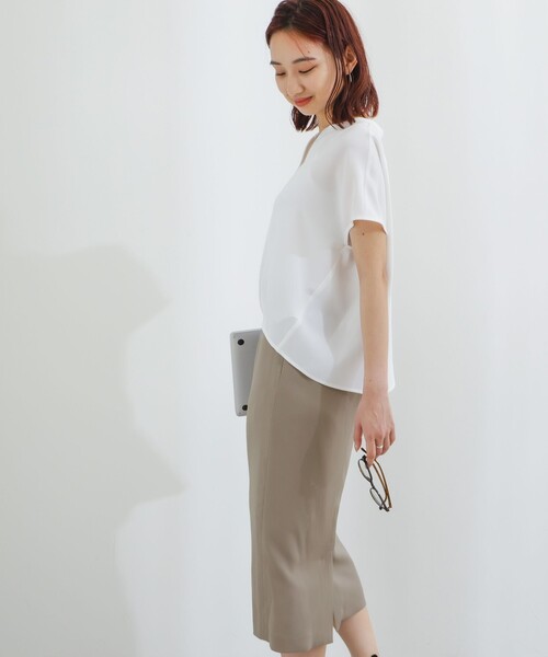 B:MING by BEAMS（ビーミングバイビームス）の「B:MING by BEAMS / フレンチスリーブ ブラウス & スカート セットアップ（セットアップ・レディース・ミント/ホワイト×グレー/ブラック・SMALL/MEDIUM）」の22枚目の写真