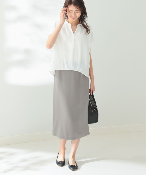 B:MING by BEAMS（ビーミングバイビームス）の「B:MING by BEAMS / フレンチスリーブ ブラウス & スカート セットアップ（セットアップ・レディース・ミント/ホワイト×グレー/ブラック・SMALL/MEDIUM）」の6枚目の写真