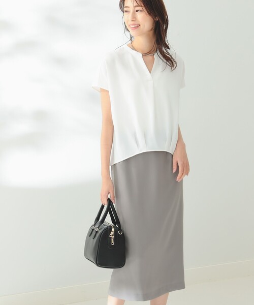 B:MING by BEAMS（ビーミングバイビームス）の「B:MING by BEAMS / フレンチスリーブ ブラウス & スカート セットアップ（セットアップ・レディース・ミント/ホワイト×グレー/ブラック・SMALL/MEDIUM）」の15枚目の写真