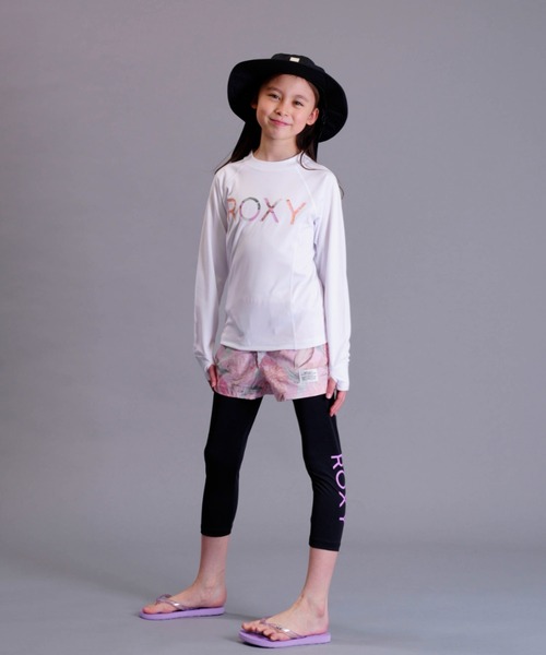 ROXY（ロキシー）の「ROXY/ロキシー MINI MERMAID LOGO L/S 海 川 山 ラッシュガード TLY231107（ラッシュガード・キッズ・ホワイト×ピンク/ピンク/ブラック×ホワイト・130cm/140cm/150cm）」の5枚目の写真