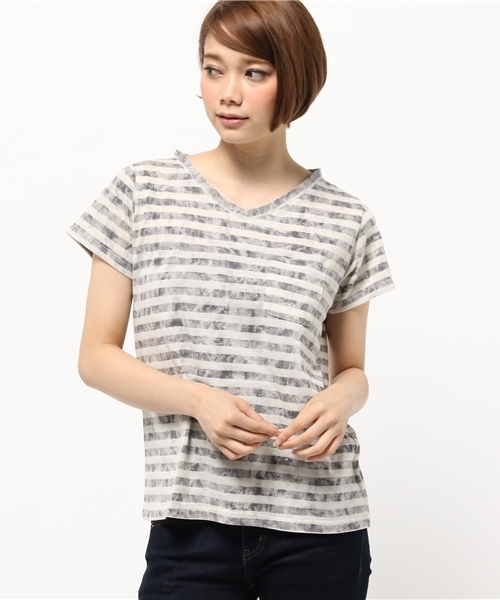 OUTLET（アウトレット）の「【Ciaopanic】タイダイボーダーVNT-SH（Tシャツ/カットソー・レディース・ブラック/ブルー/グレー・FREE）」の2枚目の写真