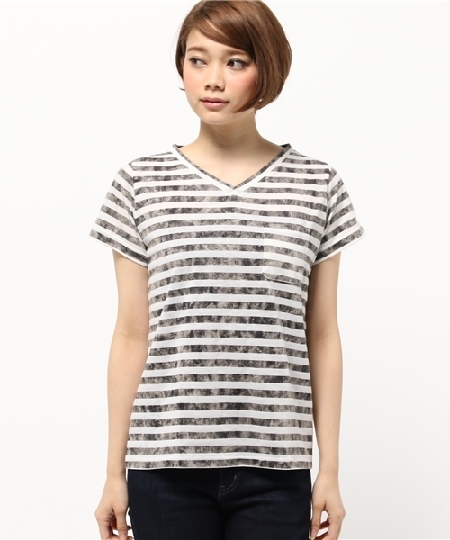 OUTLET（アウトレット）の「【Ciaopanic】タイダイボーダーVNT-SH（Tシャツ/カットソー・レディース・ブラック/ブルー/グレー・FREE）」の4枚目の写真