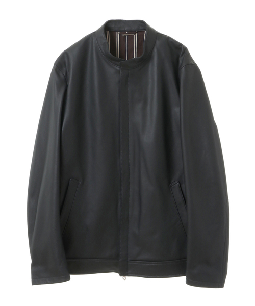 MEN'S MELROSE(メンズメルローズ)の「シープナッパシングルライダースジャケット(ライダースジャケット・メンズ・グレイッシュベージュ/チャコールグレー/ターコイズブルー・5/3/4)」の2枚目の写真