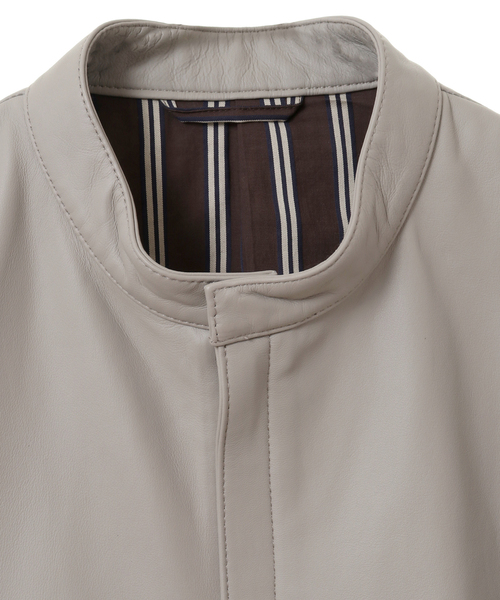 MEN'S MELROSE(メンズメルローズ)の「シープナッパシングルライダースジャケット(ライダースジャケット・メンズ・グレイッシュベージュ/チャコールグレー/ターコイズブルー・5/3/4)」の7枚目の写真