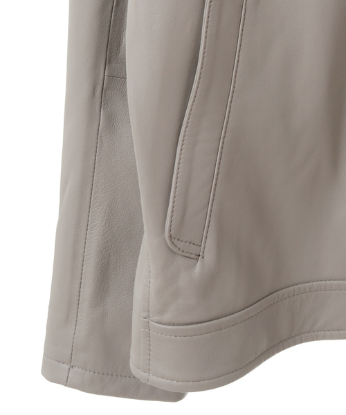 MEN'S MELROSE(メンズメルローズ)の「シープナッパシングルライダースジャケット(ライダースジャケット・メンズ・グレイッシュベージュ/チャコールグレー/ターコイズブルー・5/3/4)」の5枚目の写真