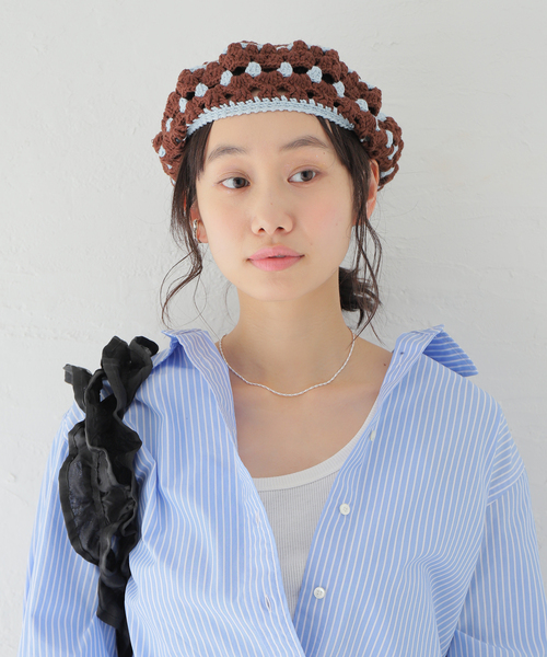Casselini（キャセリーニ）の「【Casselini/キャセリーニ】クロシェ ベレー帽（ハンチング/ベレー帽・レディース・ベージュ/ブラウン・FREE）」の12枚目の写真