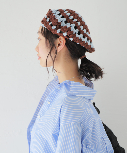 Casselini（キャセリーニ）の「【Casselini/キャセリーニ】クロシェ ベレー帽（ハンチング/ベレー帽・レディース・ベージュ/ブラウン・FREE）」の13枚目の写真