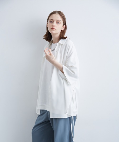 スリットコードハーフスリーブシャツ（シャツ/ブラウス）｜JUNRED（ジュンレッド）