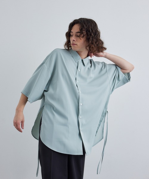 JUNRED（ジュンレッド）の「スリットコードハーフスリーブシャツ（シャツ/ブラウス・メンズ・ミント/ホワイト/ブラック・S/M/L）」の8枚目の写真