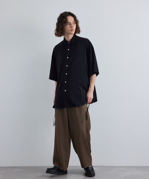 JUNRED（ジュンレッド）の「スリットコードハーフスリーブシャツ（シャツ/ブラウス・メンズ・ミント/ホワイト/ブラック・S/M/L）」の10枚目の写真