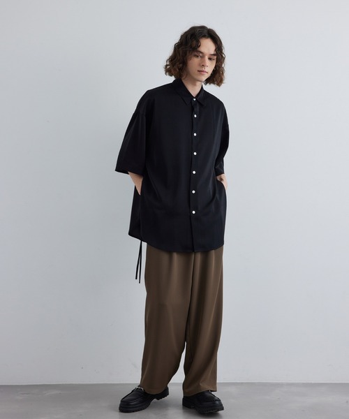 JUNRED（ジュンレッド）の「スリットコードハーフスリーブシャツ（シャツ/ブラウス・メンズ・ミント/ホワイト/ブラック・S/M/L）」の11枚目の写真