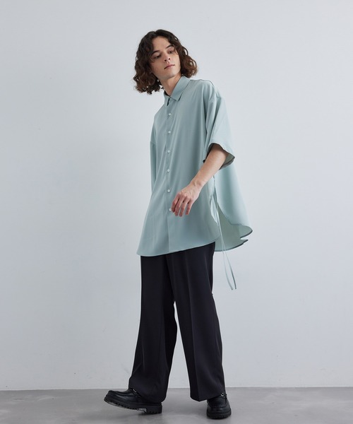 JUNRED（ジュンレッド）の「スリットコードハーフスリーブシャツ（シャツ/ブラウス・メンズ・ミント/ホワイト/ブラック・S/M/L）」の14枚目の写真