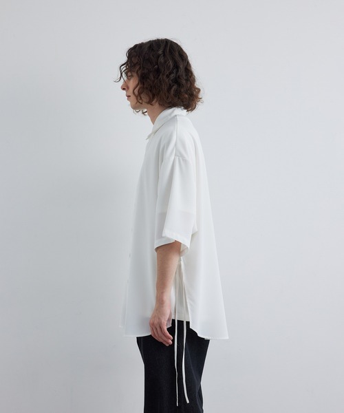 JUNRED（ジュンレッド）の「スリットコードハーフスリーブシャツ（シャツ/ブラウス・メンズ・ミント/ホワイト/ブラック・S/M/L）」の16枚目の写真