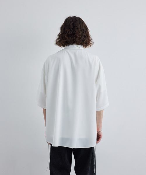 JUNRED（ジュンレッド）の「スリットコードハーフスリーブシャツ（シャツ/ブラウス・メンズ・ミント/ホワイト/ブラック・S/M/L）」の17枚目の写真