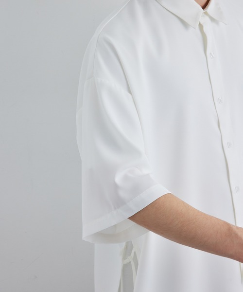 JUNRED（ジュンレッド）の「スリットコードハーフスリーブシャツ（シャツ/ブラウス・メンズ・ミント/ホワイト/ブラック・S/M/L）」の19枚目の写真