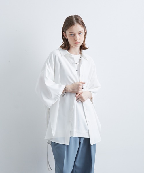 JUNRED（ジュンレッド）の「スリットコードハーフスリーブシャツ（シャツ/ブラウス・メンズ・ミント/ホワイト/ブラック・S/M/L）」の22枚目の写真