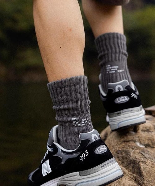 VIBGYOR（ヴィブジョー）の「【バーレスク】かかとロゴリブソックス(BQ)（ソックス/靴下・メンズ・ホワイト/ブラック/グレー・FREE）」の3枚目の写真