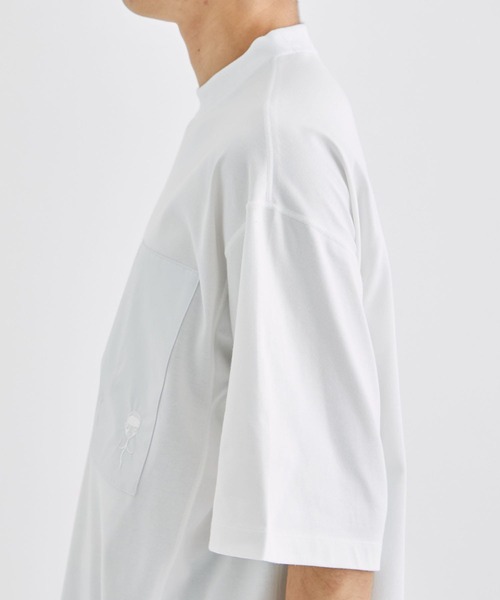 ALMOSTBLACK（オールモストブラック）の「【ALMOSTBLACK/オールモストブラック】COTTON PLATING SHORT T SHIRTS（Tシャツ/カットソー・メンズ・ブラック/ホワイト・1/2）」の8枚目の写真