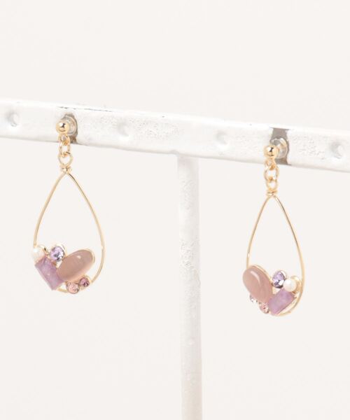 週末限定ンセール セール】ダイヤ アクリル パールキャッツの雫型 樹脂ピアス金属 アクセサリー