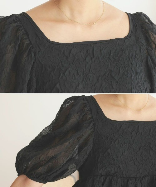 DONOBAN（ドノバン）の「シアーパフスリーブトップス（Tシャツ/カットソー・レディース・ブラック/ホワイト/ピンク・FREE）」の8枚目の写真