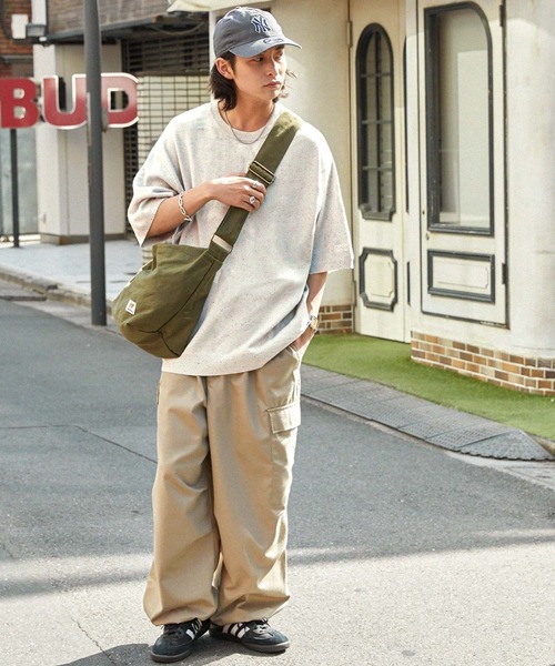 MONO-MART（モノマート）の「【retock's】カラーネップニット ビッグシルエット半袖プルオーバー（Tシャツ/カットソー・レディース・ブラック/カーキ/サックスブルー/ライトグレー/ピンク/ネイビー・M/L）」の13枚目の写真