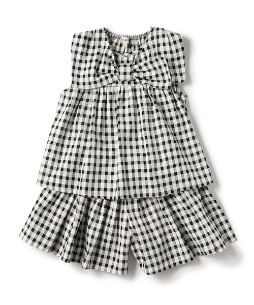 SHOO・LA・RUE(シューラルー)の「◆【110-140cm】ギンガムチェックセットアップ(セットアップ・キッズ・ブラック系1/ライトグリーン系1・11/12/13/14)」の8枚目の写真