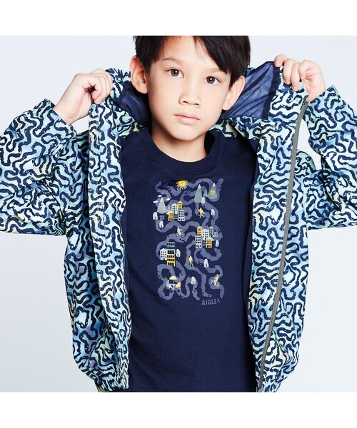 AIGLE（エーグル）の「プリントオーガニックTシャツ（シャツ/ブラウス・キッズ・ネイビー・110/120/150/130/140/160cm）」の3枚目の写真