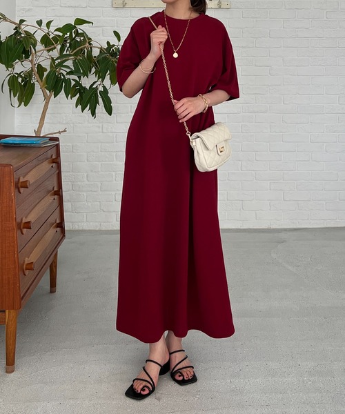 un dix cors（アンディコール）の「カットジョーゼット半袖ワンピース（ワンピース・レディース・キャメル/オレンジ/ブラック/サックスブルー・FREE/S）」の4枚目の写真