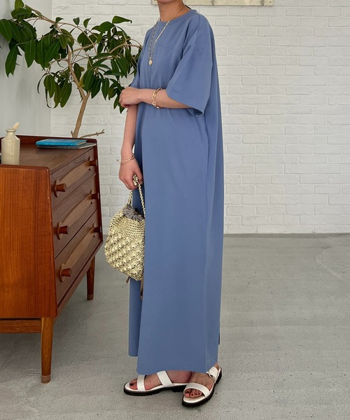 un dix cors（アンディコール）の「カットジョーゼット半袖ワンピース（ワンピース・レディース・キャメル/オレンジ/ブラック/サックスブルー・FREE/S）」の20枚目の写真