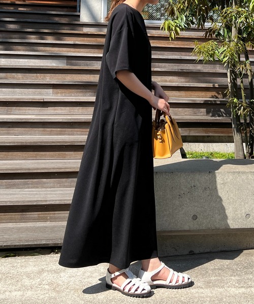 un dix cors（アンディコール）の「カットジョーゼット半袖ワンピース（ワンピース・レディース・キャメル/オレンジ/ブラック/サックスブルー・FREE/S）」の16枚目の写真