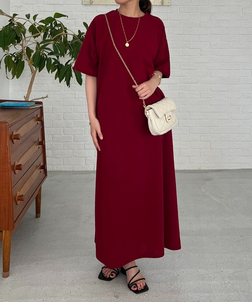 un dix cors（アンディコール）の「カットジョーゼット半袖ワンピース（ワンピース・レディース・キャメル/オレンジ/ブラック/サックスブルー・FREE/S）」の9枚目の写真