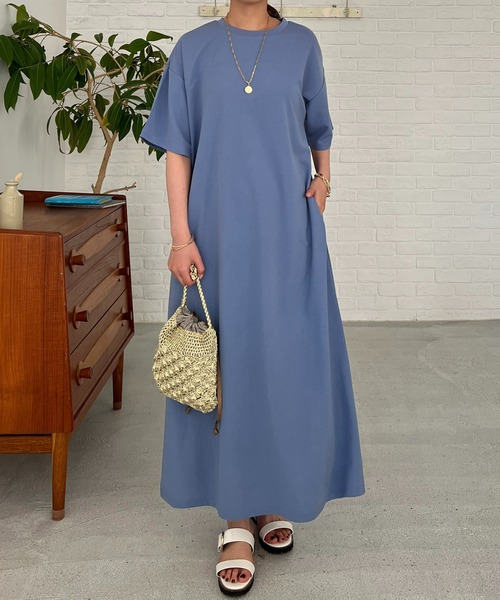 un dix cors（アンディコール）の「カットジョーゼット半袖ワンピース（ワンピース・レディース・キャメル/オレンジ/ブラック/サックスブルー・FREE/S）」の7枚目の写真