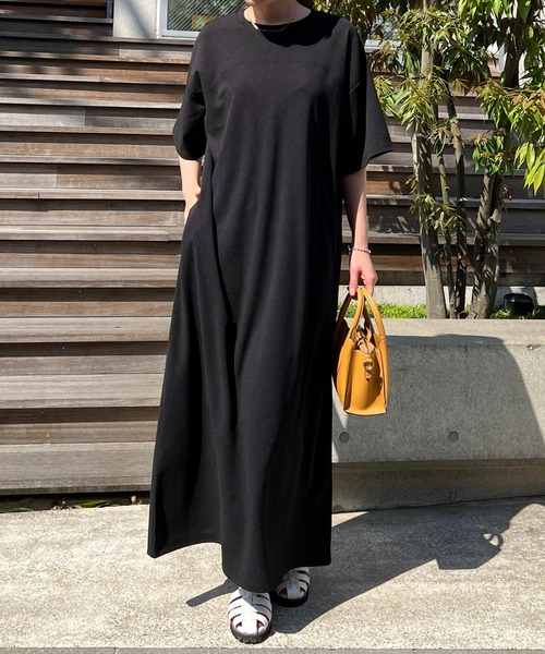 un dix cors（アンディコール）の「カットジョーゼット半袖ワンピース（ワンピース・レディース・キャメル/オレンジ/ブラック/サックスブルー・FREE/S）」の6枚目の写真