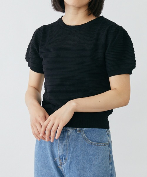 mebole（メボレ）の「パフスリーブニットトップス（ニット/セーター・レディース・ホワイト/パープル/ブラック・FREE）」の6枚目の写真