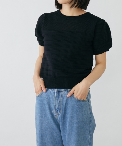 mebole（メボレ）の「パフスリーブニットトップス（ニット/セーター・レディース・ホワイト/パープル/ブラック・FREE）」の7枚目の写真