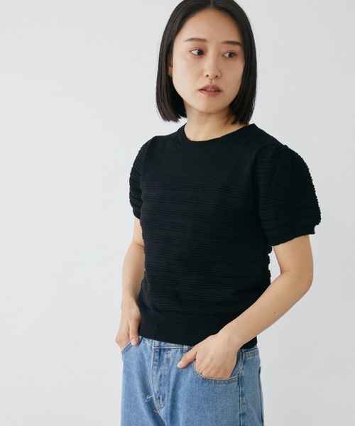 mebole（メボレ）の「パフスリーブニットトップス（ニット/セーター・レディース・ホワイト/パープル/ブラック・FREE）」の8枚目の写真