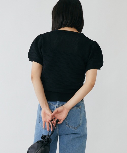 mebole（メボレ）の「パフスリーブニットトップス（ニット/セーター・レディース・ホワイト/パープル/ブラック・FREE）」の9枚目の写真