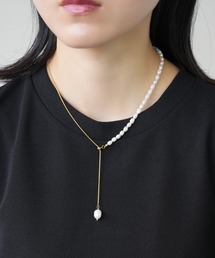 IAMUSE | 金属アレルギー対応　スネークチェーンパールネックレス S1013【IAMUSE】(ネックレス)