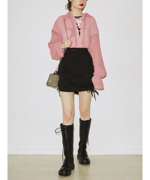 jouetie（ジュエティ）の「ニーレングスサイドギャザースカート（スカート・レディース・ブラック/カーキ/ボルドー・MEDIUM）」の10枚目の写真