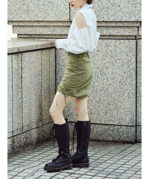 jouetie（ジュエティ）の「ニーレングスサイドギャザースカート（スカート・レディース・ブラック/カーキ/ボルドー・MEDIUM）」の14枚目の写真