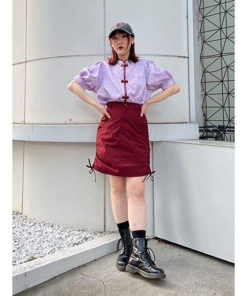 jouetie（ジュエティ）の「ニーレングスサイドギャザースカート（スカート・レディース・ブラック/カーキ/ボルドー・MEDIUM）」の22枚目の写真