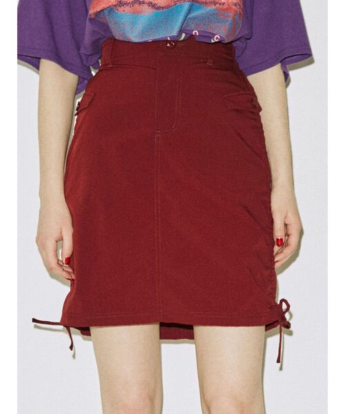 jouetie（ジュエティ）の「ニーレングスサイドギャザースカート（スカート・レディース・ブラック/カーキ/ボルドー・MEDIUM）」の4枚目の写真