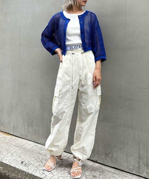 INGNI（イング）の「2WAYショート丈メッシュ柄ニットカーディガン（カーディガン/ボレロ・レディース・ブラック/オフホワイト/オレンジ/ロイヤルブルー・M）」の10枚目の写真