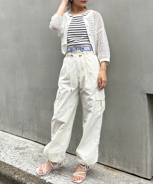 INGNI（イング）の「2WAYショート丈メッシュ柄ニットカーディガン（カーディガン/ボレロ・レディース・ブラック/オフホワイト/オレンジ/ロイヤルブルー・M）」の18枚目の写真