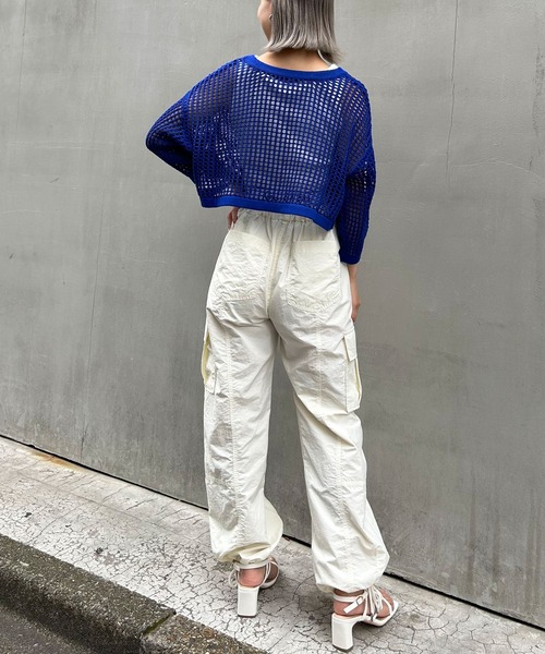 INGNI（イング）の「2WAYショート丈メッシュ柄ニットカーディガン（カーディガン/ボレロ・レディース・ブラック/オフホワイト/オレンジ/ロイヤルブルー・M）」の16枚目の写真